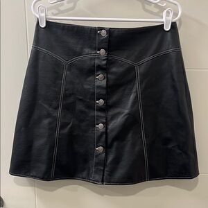 Amilano Collection Faux Leather Skirt vintage Black Button-Front Women's Skirt